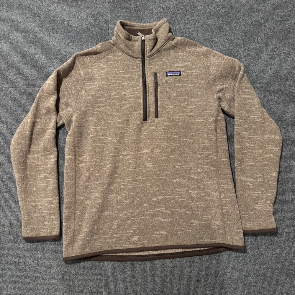 Patagonia Mens Better Sweater 1/4 Zip Fleece Pullover Brown Heather Large